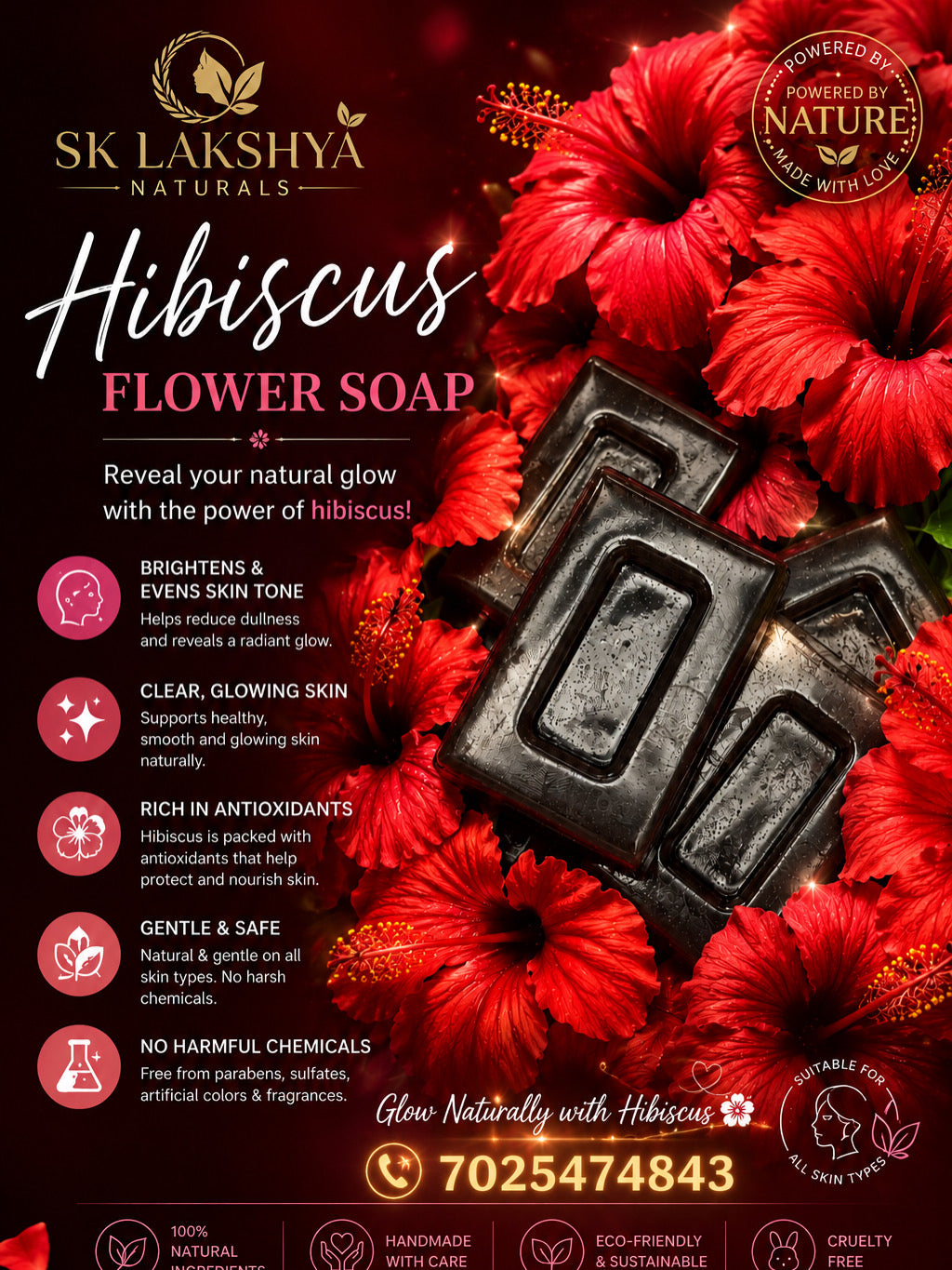 SK LAKSHYA NATURALS HIBISCUS FLOWER SOAP||Natural