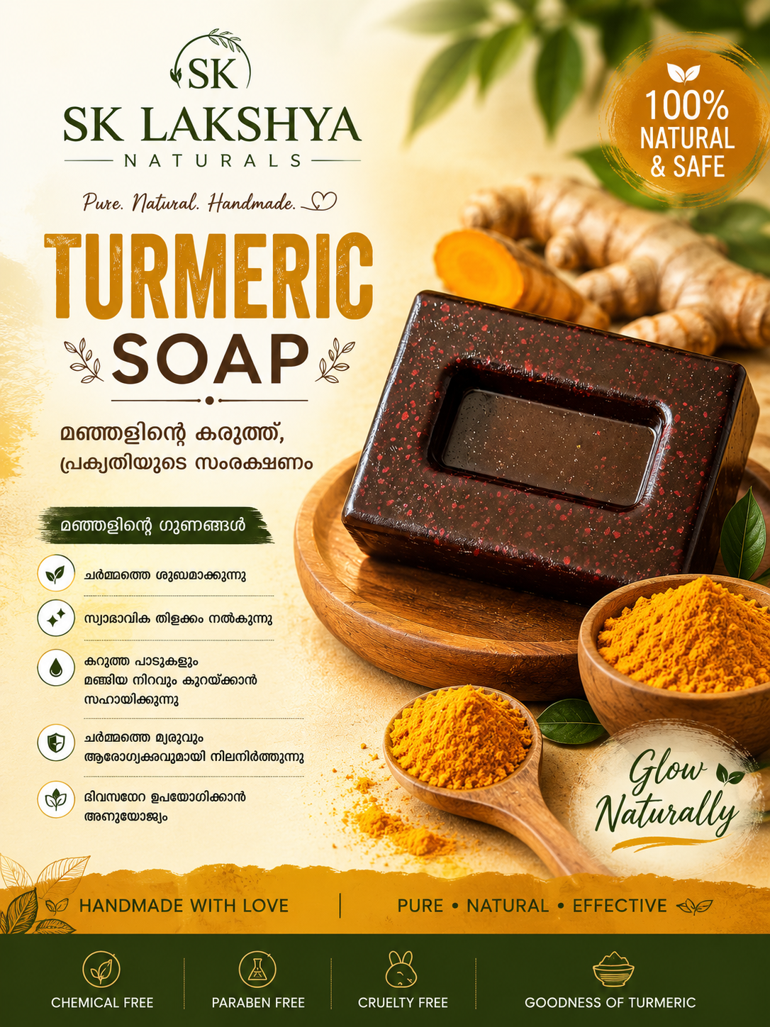 SK LAKSHYA NATURALS||TURMERIC SOAP Good for skin brightening